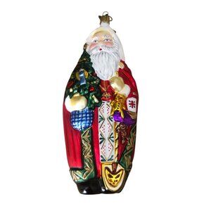 Neiman Marcus Old World Christmas German Santa Ornament Blown Glass European 8"
